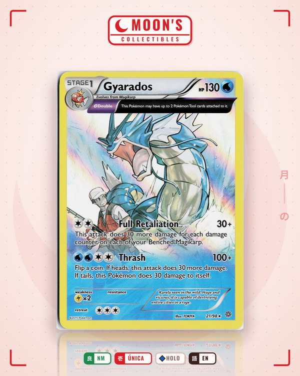 Carta Pokémon Gyarados · Ancient Origins #21/98 (NM) — pieza única en Moon's Collectibles México