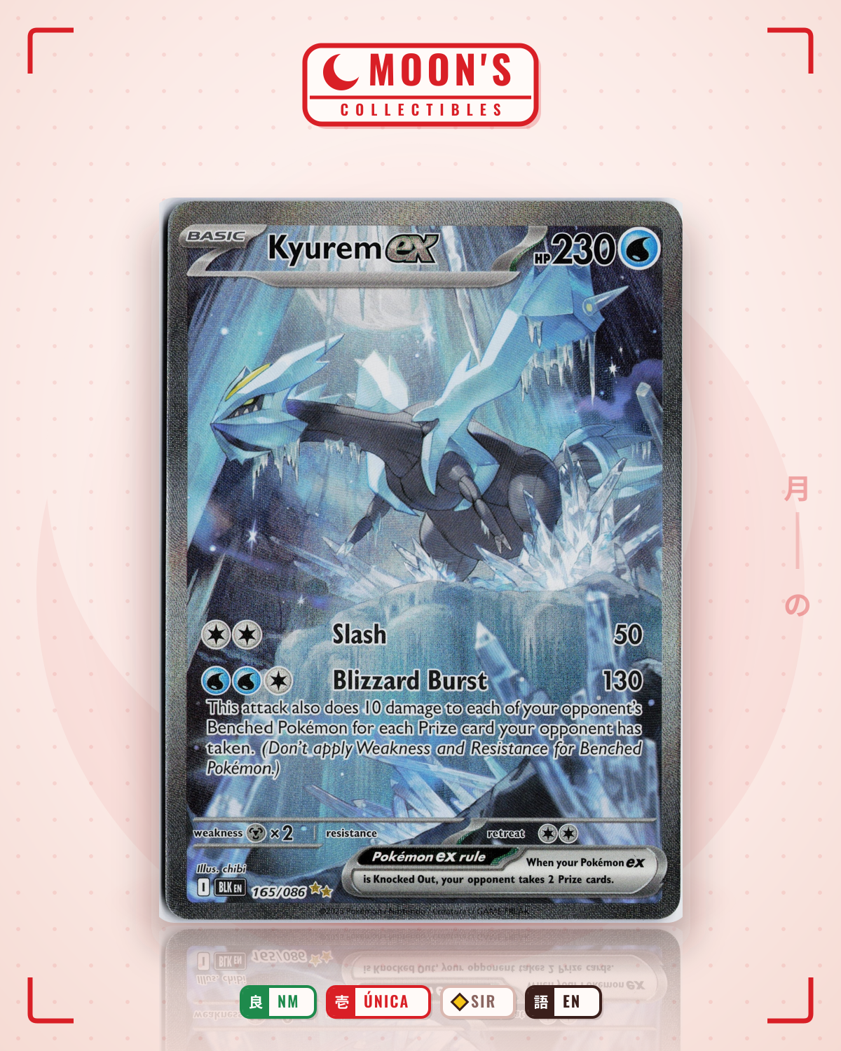 Carta Pokémon Kyurem ex · Black Bolt #165/086 (NM) — pieza única en Moon's Collectibles México