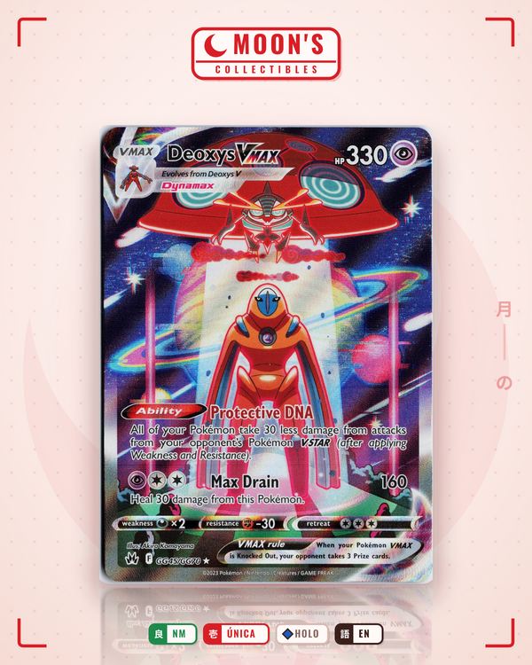 Carta Pokémon Deoxys VMAX · Crown Zenith Galarian Gallery #GG45/GG70 (NM) — pieza única en Moon's Collectibles México