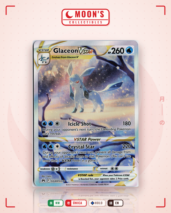Carta Pokémon Glaceon VSTAR · Crown Zenith Galarian Gallery #GG40/GG70 (NM) — pieza única en Moon's Collectibles México