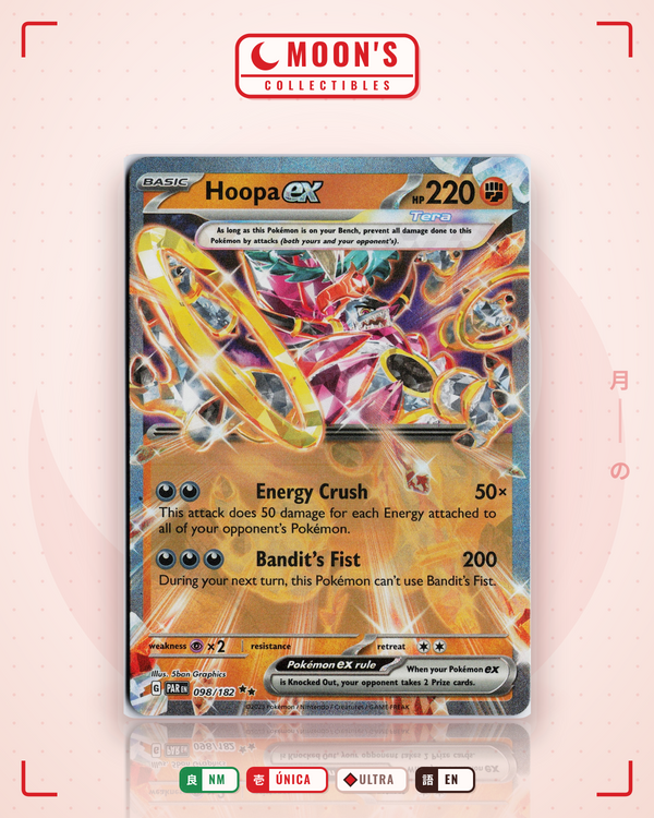 Carta Pokémon Hoopa ex · Paradox Rift #098/182 (NM) — pieza única en Moon's Collectibles México