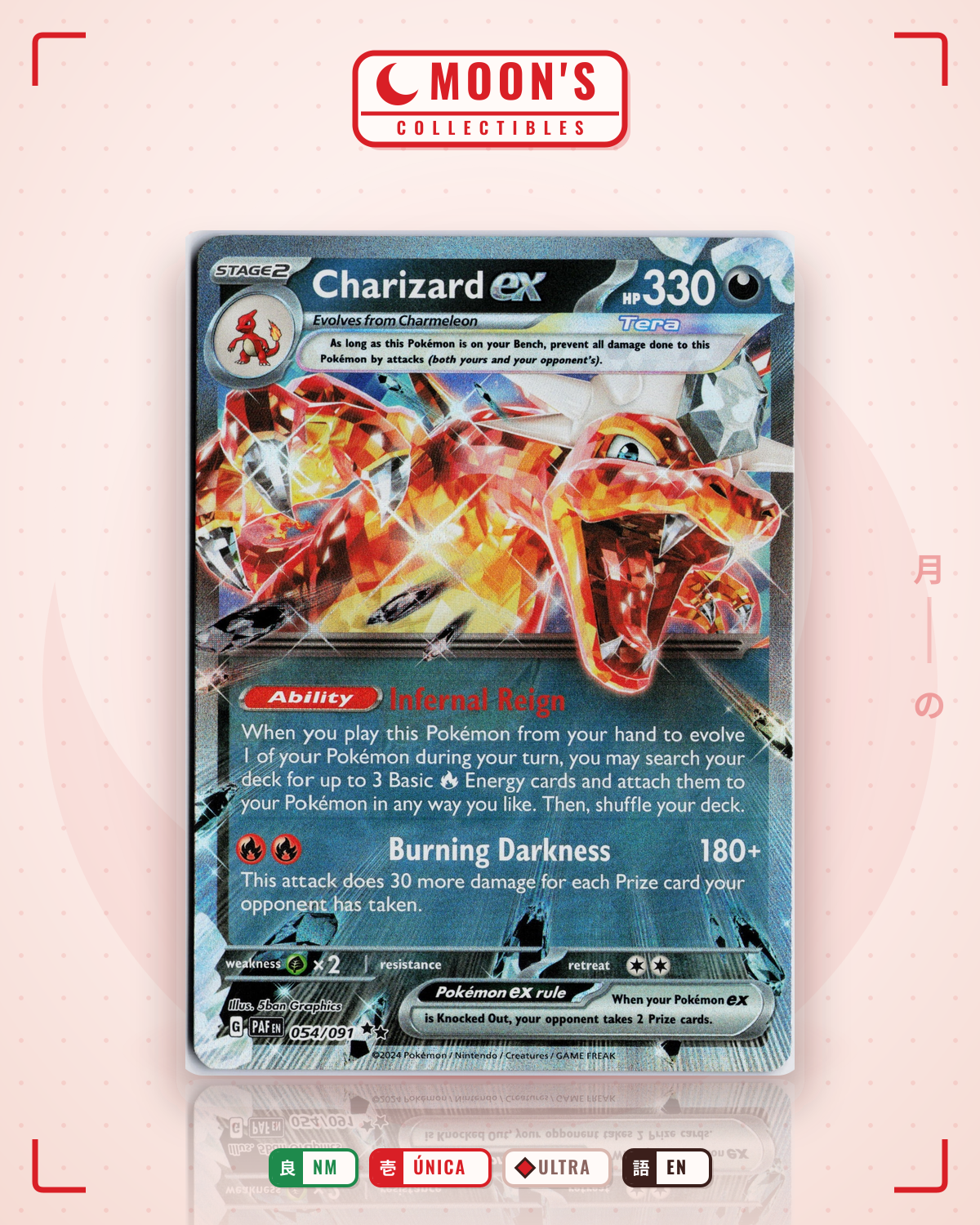 Carta Pokémon Charizard ex · Paldean Fates #054/091 (NM) — pieza única en Moon's Collectibles México