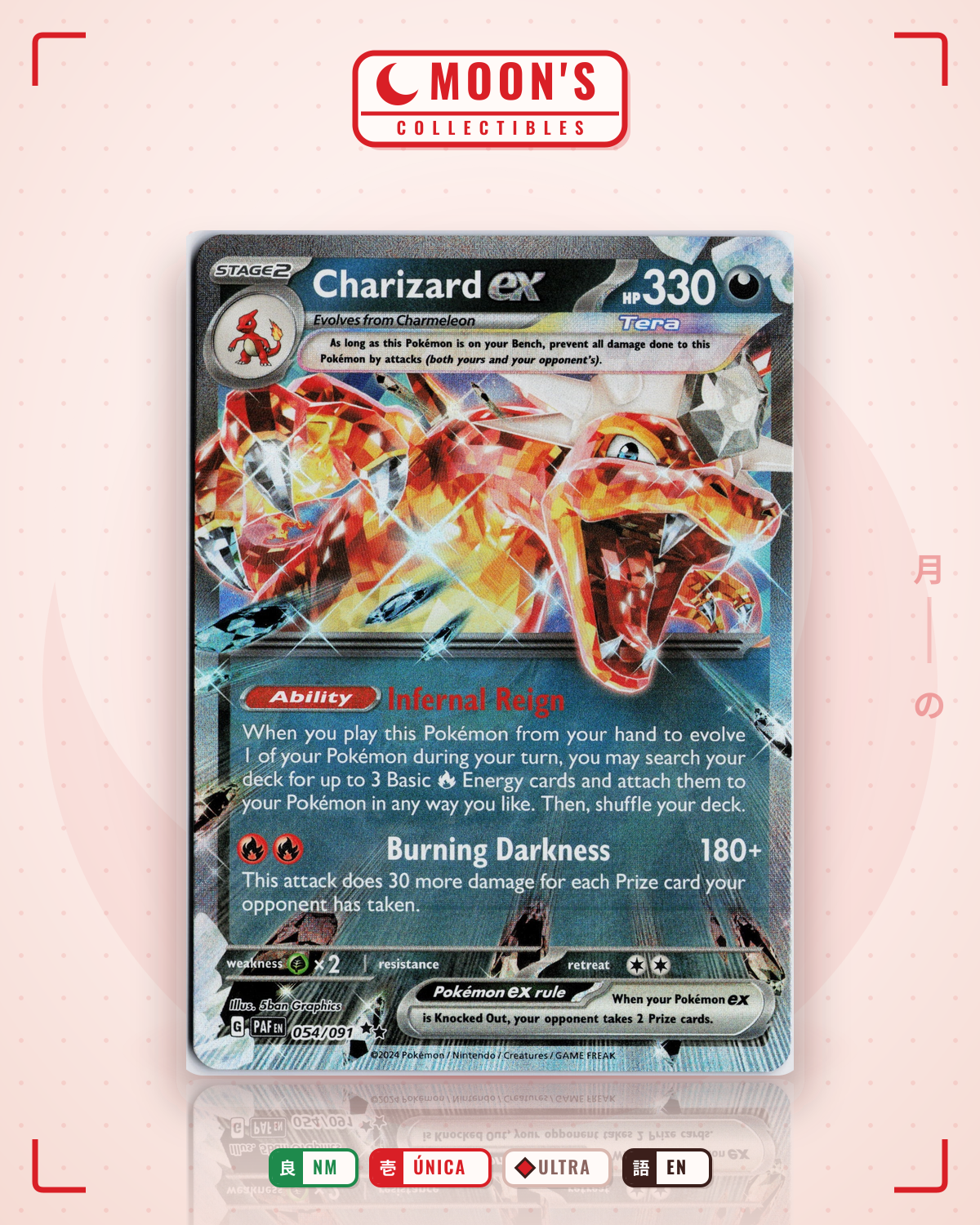 Carta Pokémon Charizard ex · Paldean Fates #054/091 (NM) — pieza única en Moon's Collectibles México