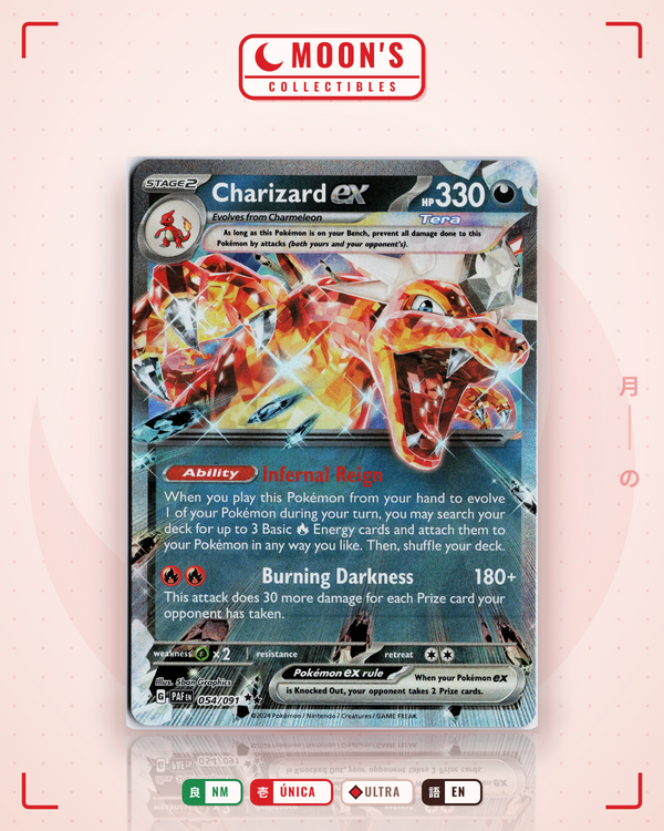 Carta Pokémon Charizard ex · Paldean Fates #054/091 (NM) — pieza única en Moon's Collectibles México