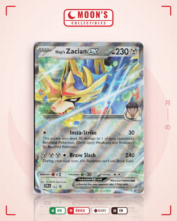 Carta Pokémon Hop's Zacian ex · Scarlet & Violet Black Star Promos #193 (NM) — pieza única en Moon's Collectibles México
