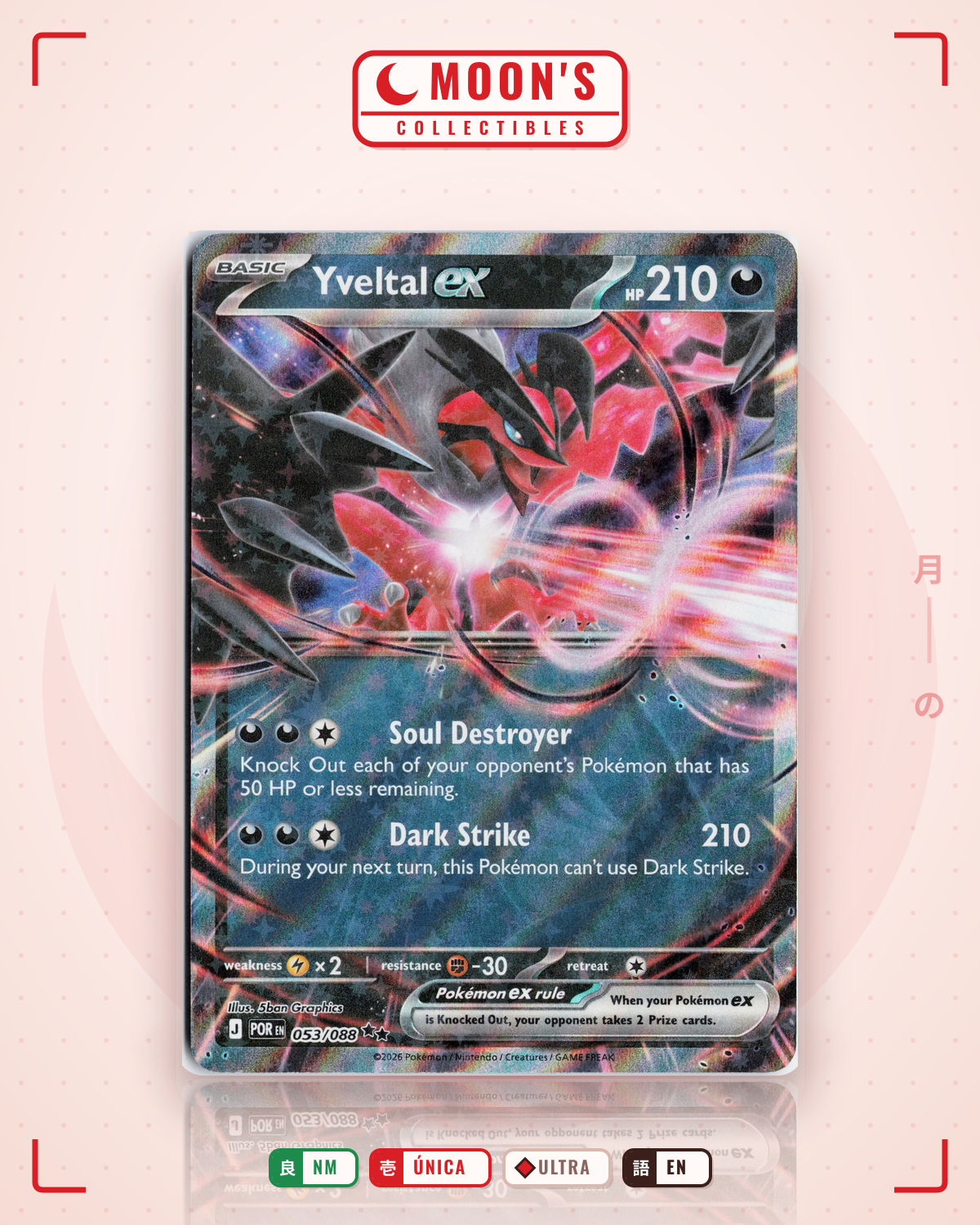 Carta Pokémon Yveltal ex · Perfect Order #053/088 (NM) — pieza única en Moon's Collectibles México