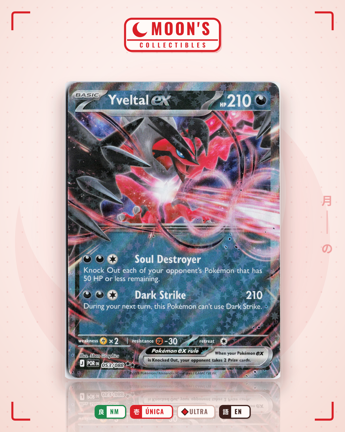 Carta Pokémon Yveltal ex · Perfect Order #053/088 (NM) — pieza única en Moon's Collectibles México
