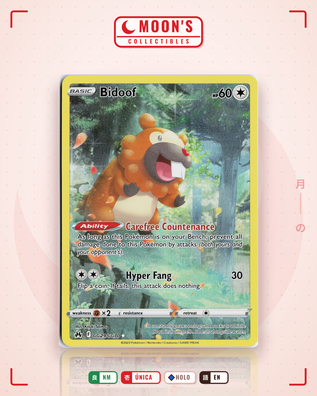 Carta Pokémon Bidoof · Crown Zenith Galarian Gallery #GG29/GG70 (NM) — pieza única en Moon's Collectibles México