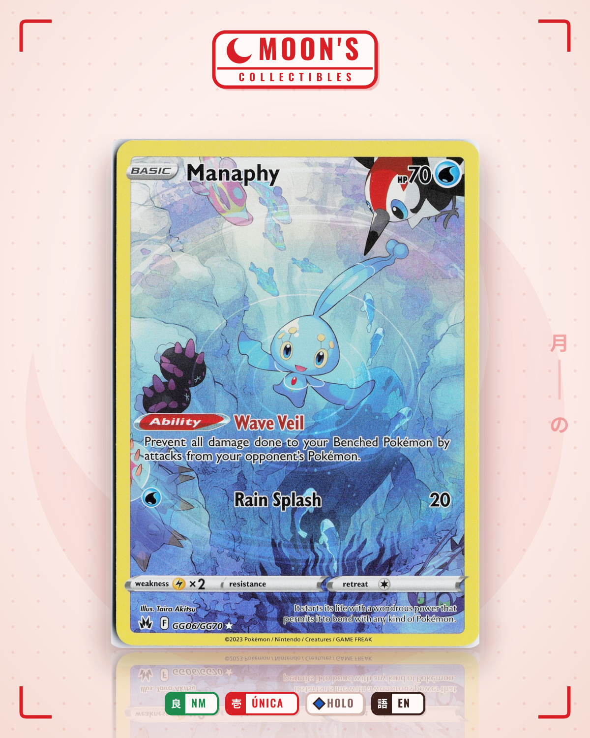 Carta Pokémon Manaphy · Crown Zenith Galarian Gallery #GG06/GG70 (NM) — pieza única en Moon's Collectibles México