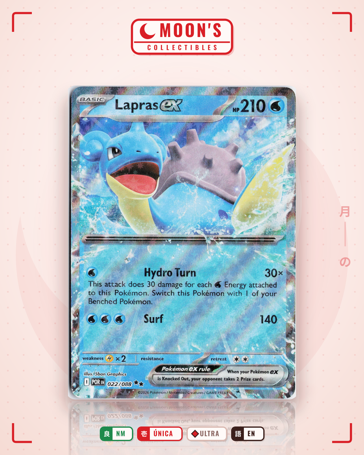 Carta Pokémon Lapras ex · Perfect Order #022/088 (NM) — pieza única en Moon's Collectibles México