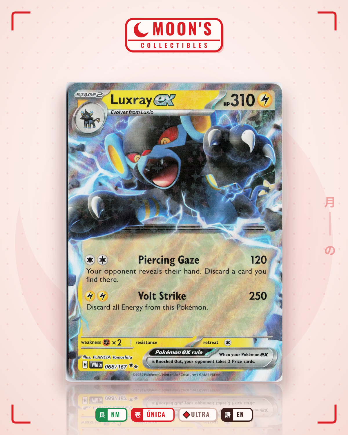 Carta Pokémon Luxray ex · Twilight Masquerade #068/167 (NM) — pieza única en Moon's Collectibles México
