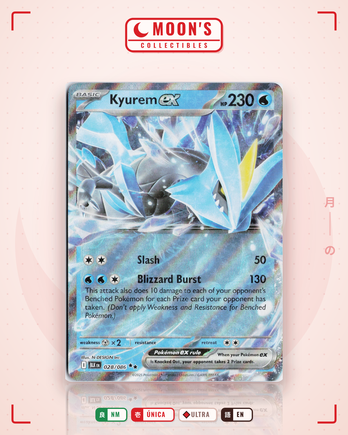 Carta Pokémon Kyurem ex · Black Bolt #028/086 (NM) — pieza única en Moon's Collectibles México