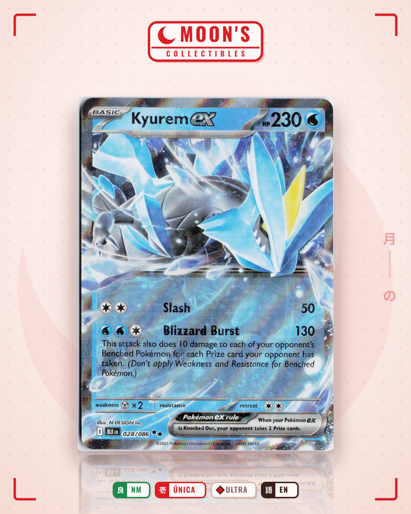 Carta Pokémon Kyurem ex · Black Bolt #028/086 (NM) — pieza única en Moon's Collectibles México