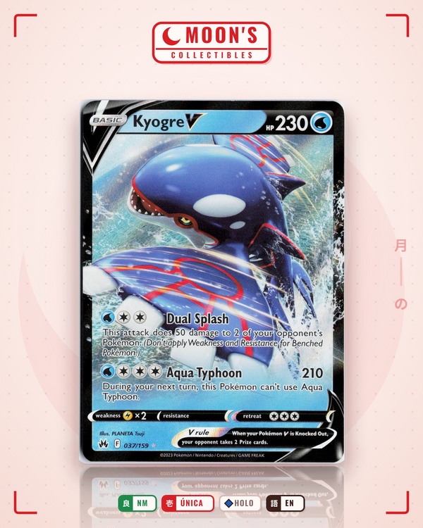 Carta Pokémon Kyogre V · Crown Zenith #037/159 (NM) — pieza única en Moon's Collectibles México