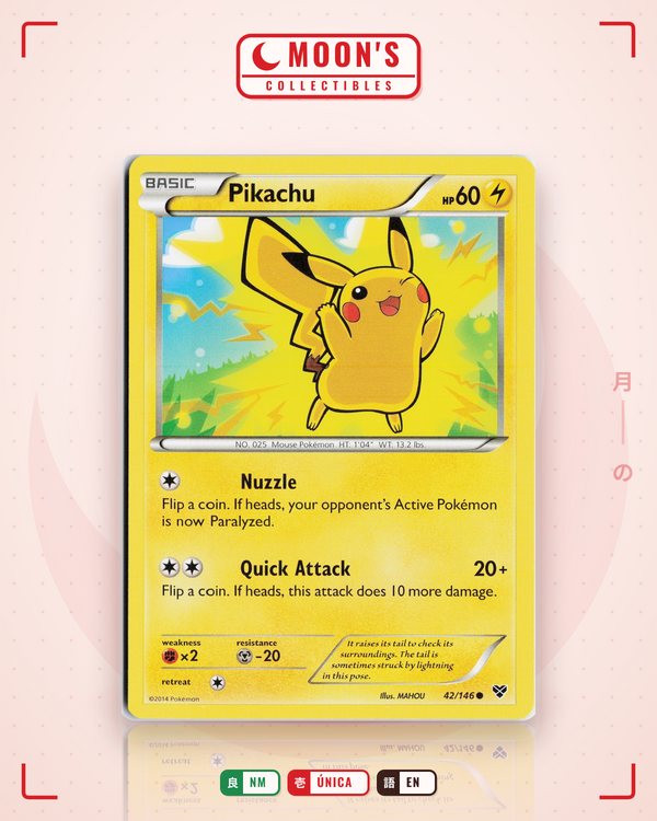 Carta Pokémon Pikachu · XY #42/146 (NM) — pieza única en Moon's Collectibles México