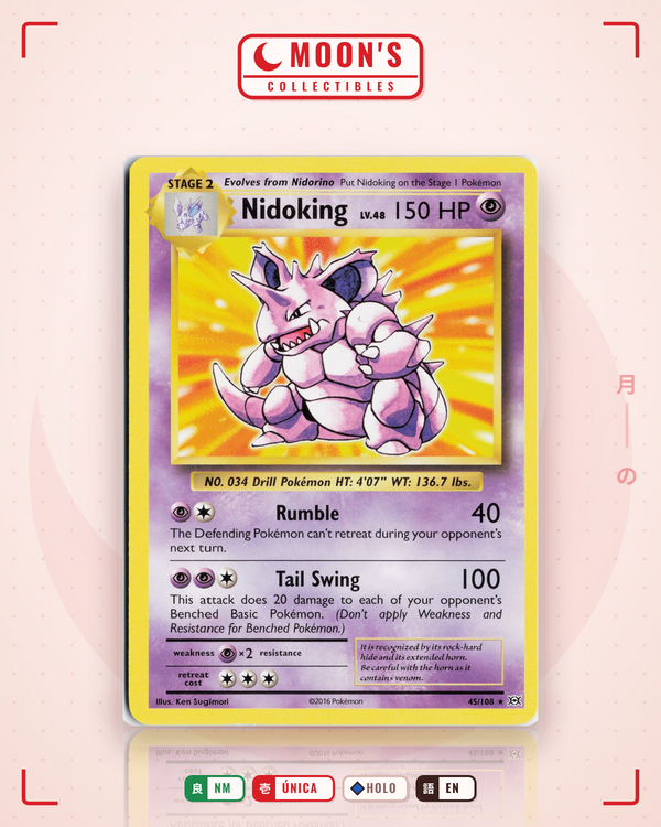 Carta Pokémon Nidoking · Evolutions #45/108 (NM) — pieza única en Moon's Collectibles México