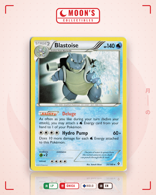 Carta Pokémon Blastoise · Boundaries Crossed #31/149 (LP) — pieza única en Moon's Collectibles México