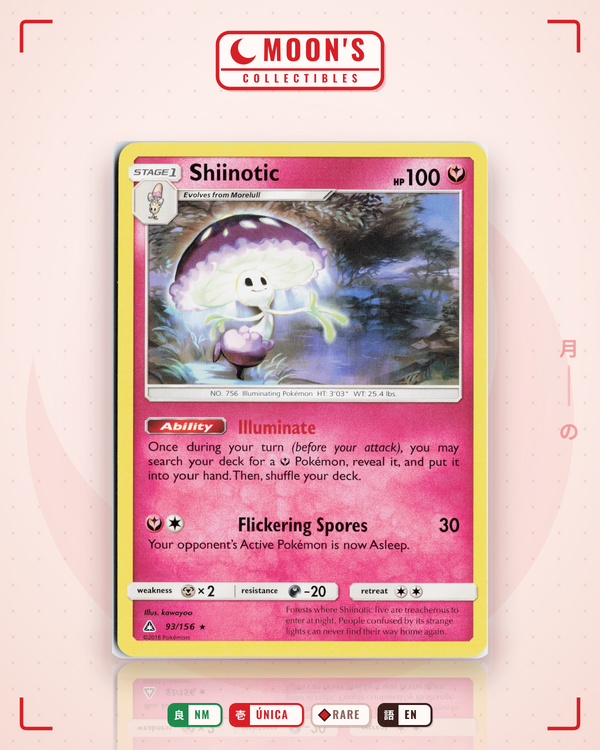 Carta Pokémon Shiinotic · Ultra Prism #93/156 (NM) — pieza única en Moon's Collectibles México