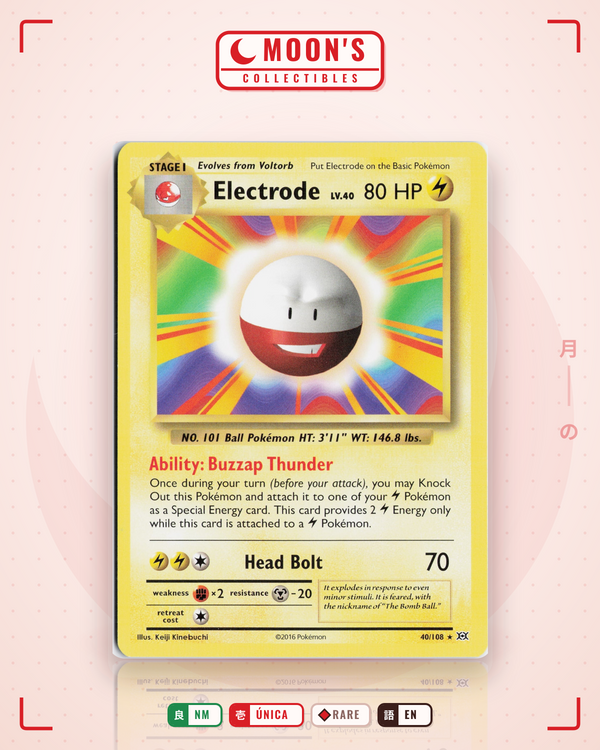 Carta Pokémon Electrode · Evolutions #40/108 (NM) — pieza única en Moon's Collectibles México
