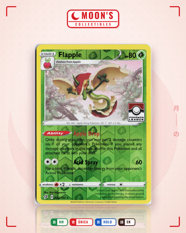 Carta Pokémon Flapple · Rebel Clash #022/192 (NM) — pieza única en Moon's Collectibles México