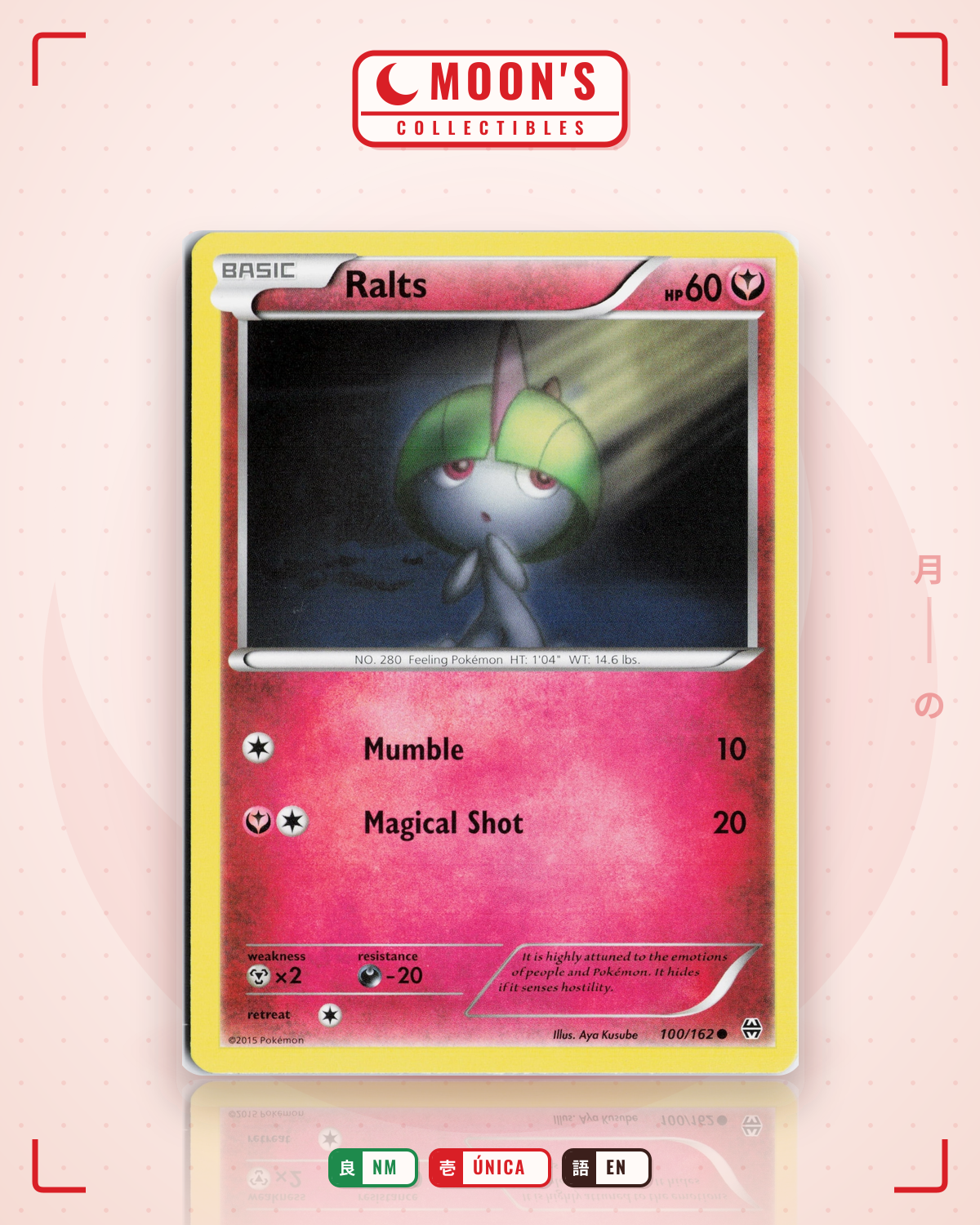 Carta Pokémon Ralts · BREAKthrough #100/162 (NM) — pieza única en Moon's Collectibles México