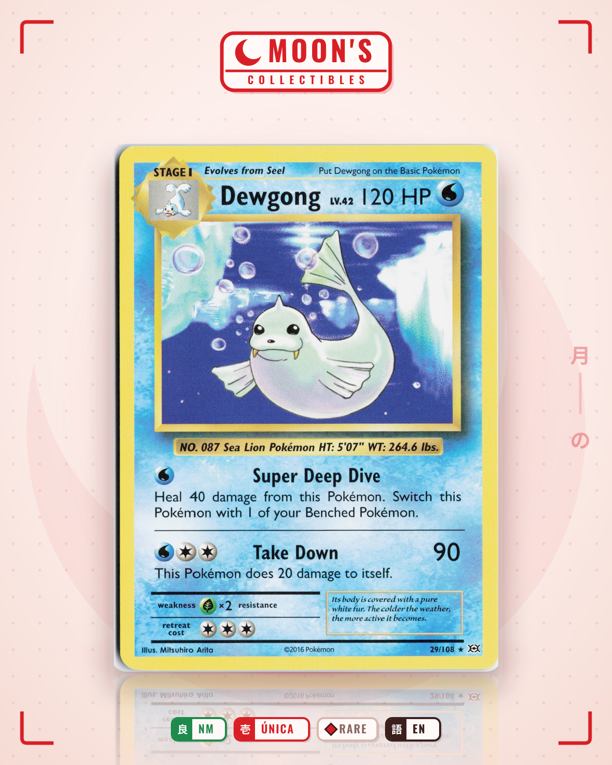 Carta Pokémon Dewgong · Evolutions #29/108 (NM) — pieza única en Moon's Collectibles México