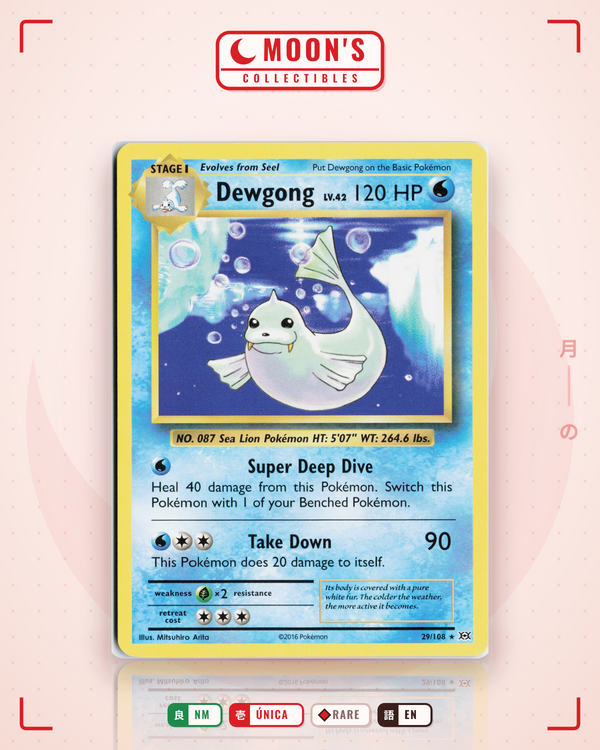 Carta Pokémon Dewgong · Evolutions #29/108 (NM) — pieza única en Moon's Collectibles México
