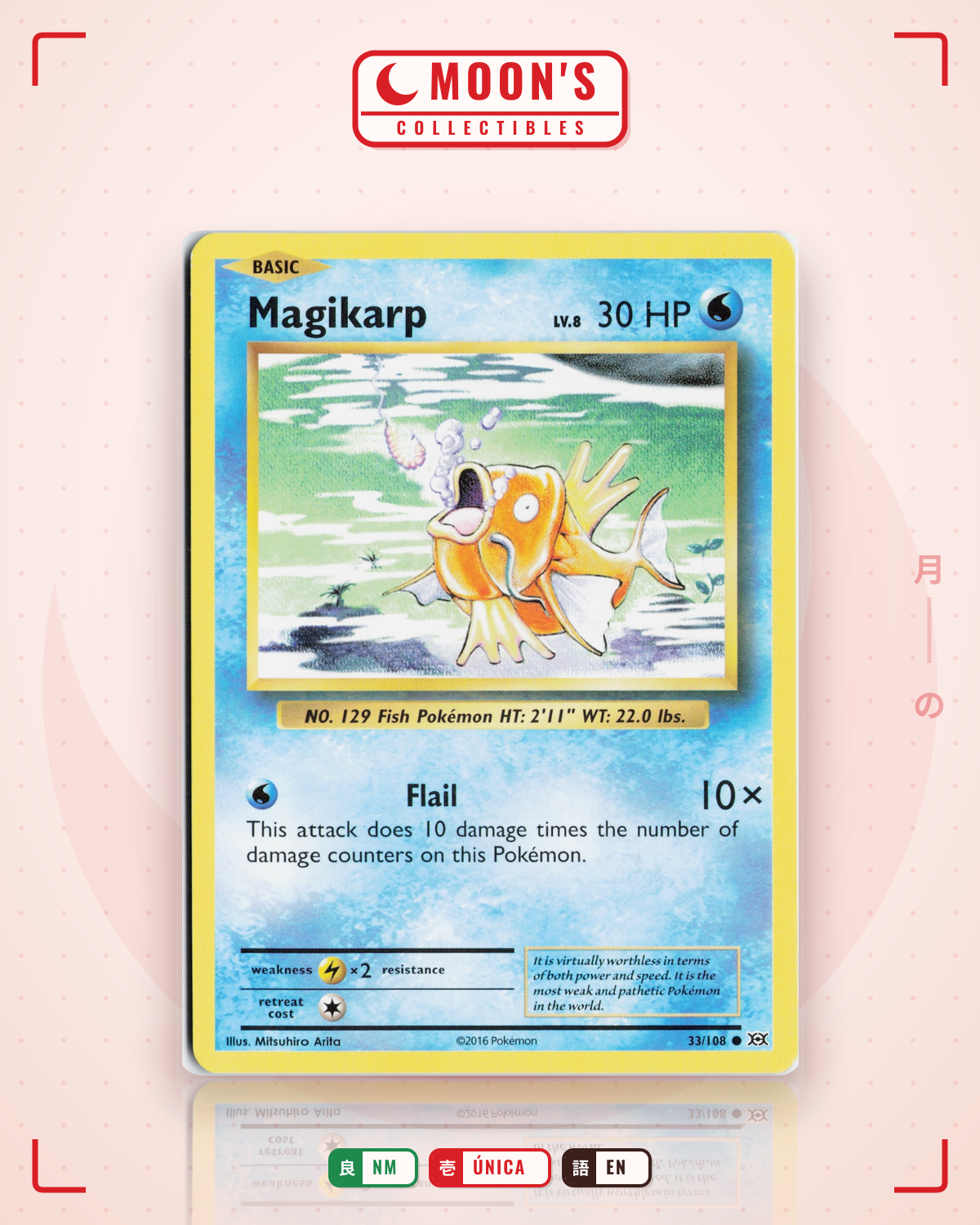 Carta Pokémon Magikarp · Evolutions #33/108 (NM) — pieza única en Moon's Collectibles México