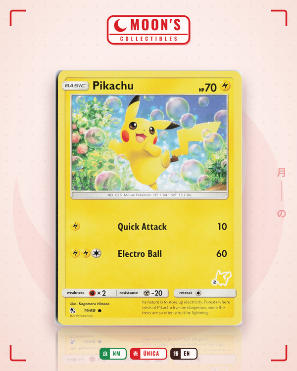 Carta Pokémon Pikachu · Hidden Fates #19/68 (NM) — pieza única en Moon's Collectibles México