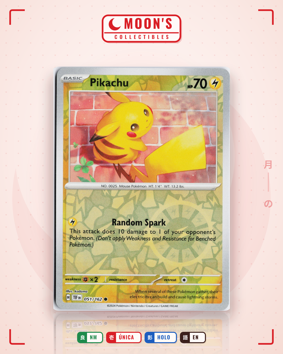 Carta Pokémon Pikachu · Temporal Forces #051/162 (NM) — pieza única en Moon's Collectibles México