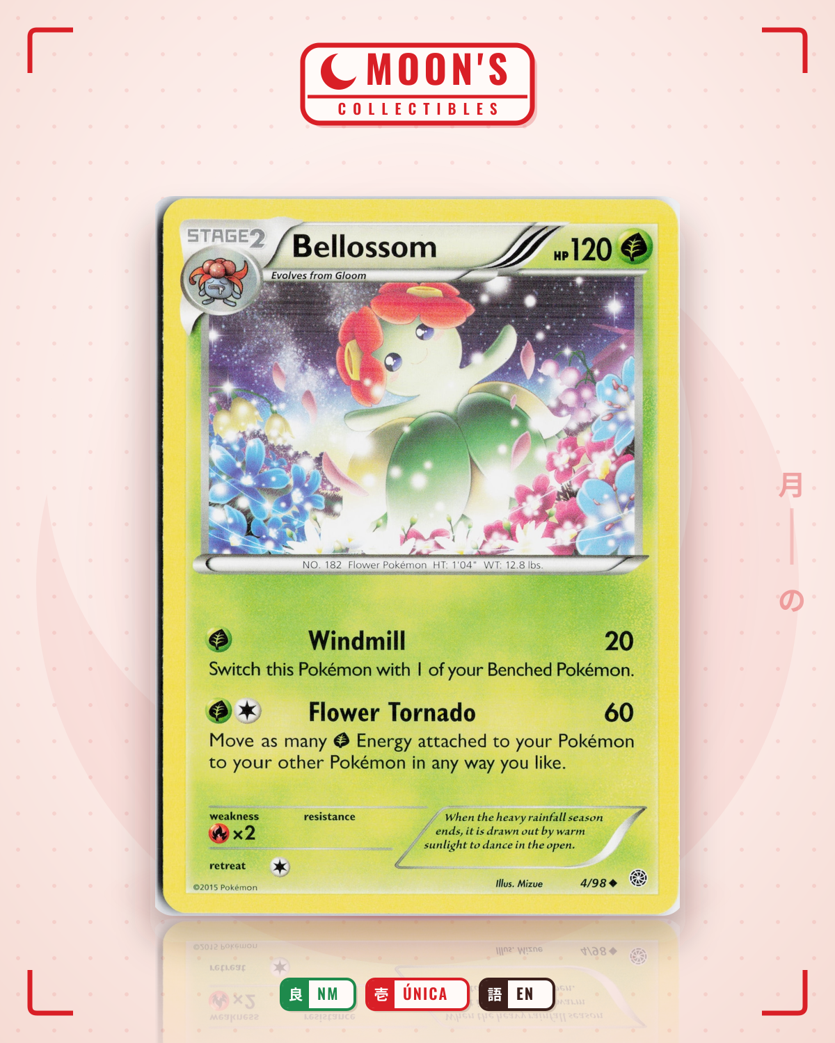 Carta Pokémon Bellossom · Ancient Origins #4/98 (NM) — pieza única en Moon's Collectibles México