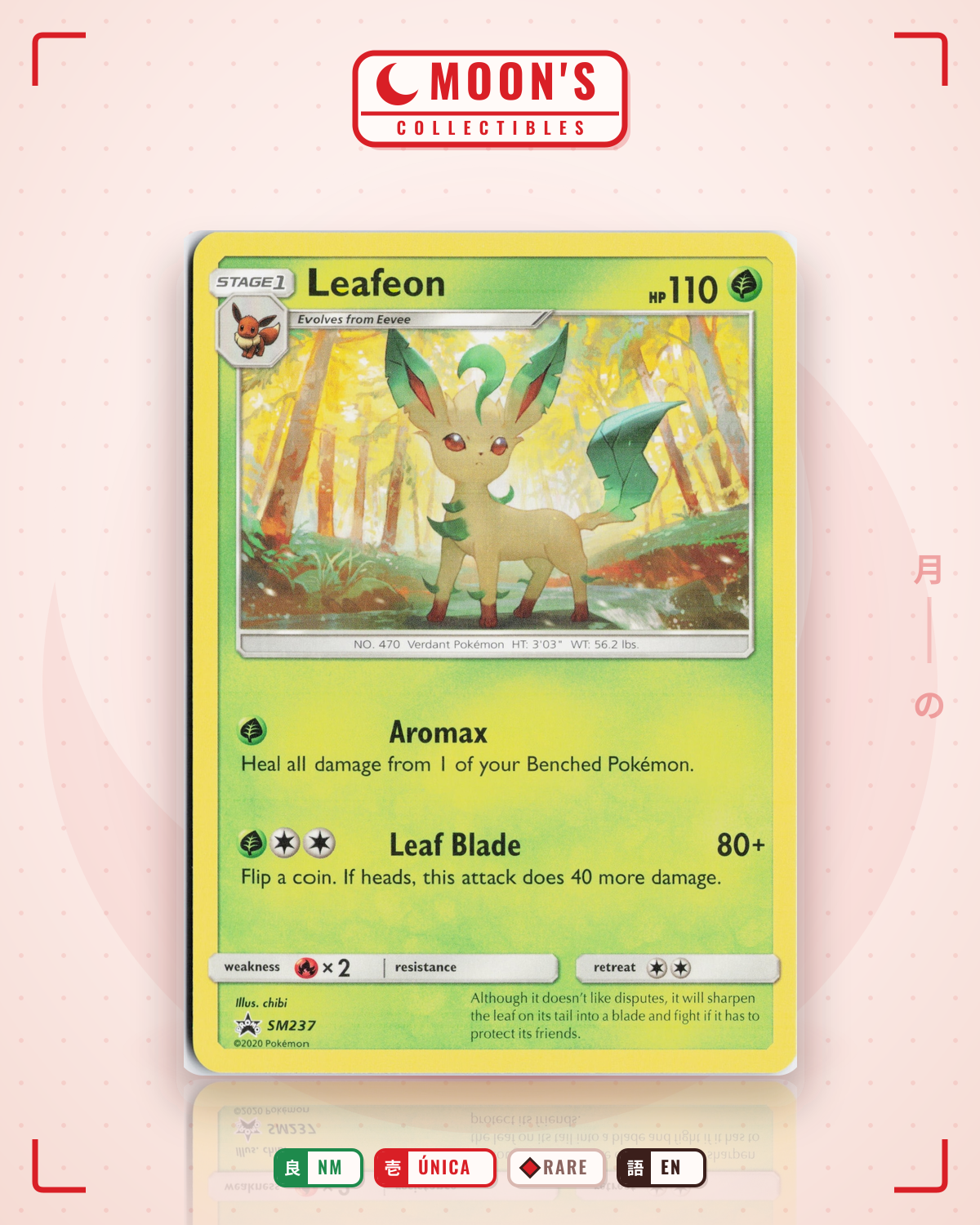 Carta Pokémon Leafeon · SM Black Star Promos #SM237 (NM) — pieza única en Moon's Collectibles México