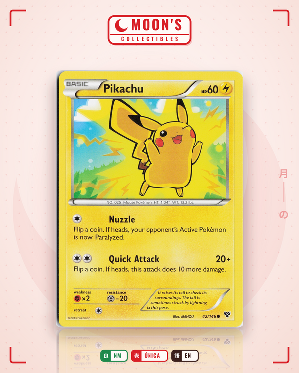 Carta Pokémon Pikachu · XY #42/146 (NM) — pieza única en Moon's Collectibles México