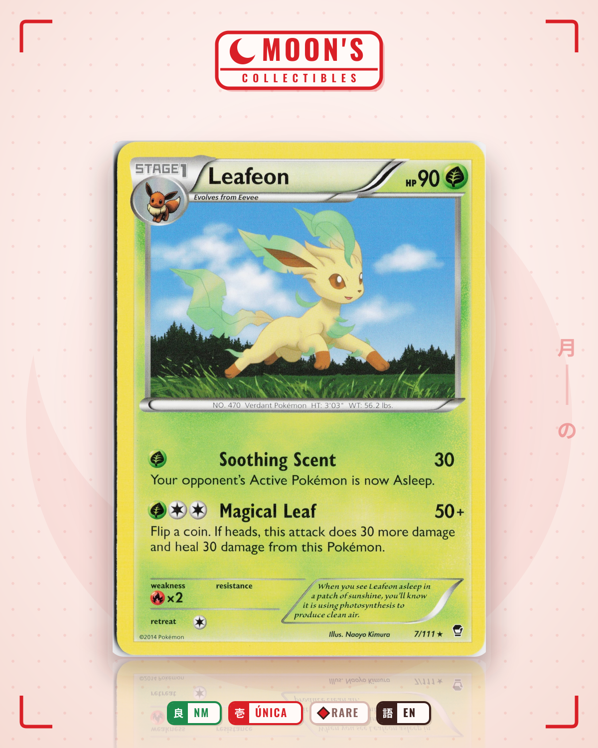 Carta Pokémon Leafeon · Furious Fists #7/111 (NM) — pieza única en Moon's Collectibles México