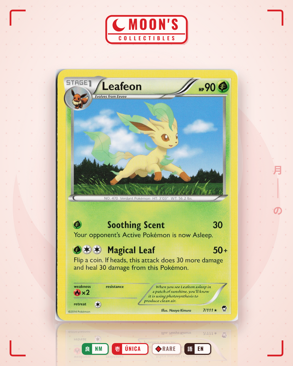 Carta Pokémon Leafeon · Furious Fists #7/111 (NM) — pieza única en Moon's Collectibles México