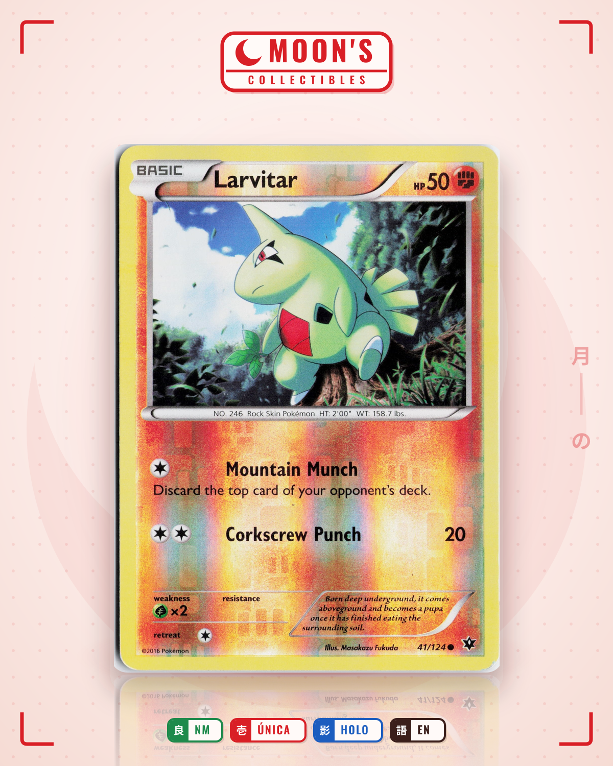 Carta Pokémon Larvitar · Fates Collide #41/124 (NM) — pieza única en Moon's Collectibles México