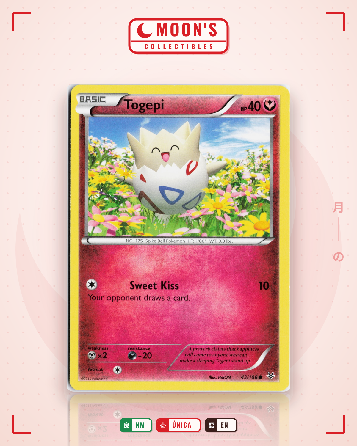 Carta Pokémon Togepi · Roaring Skies #43/108 (NM) — pieza única en Moon's Collectibles México