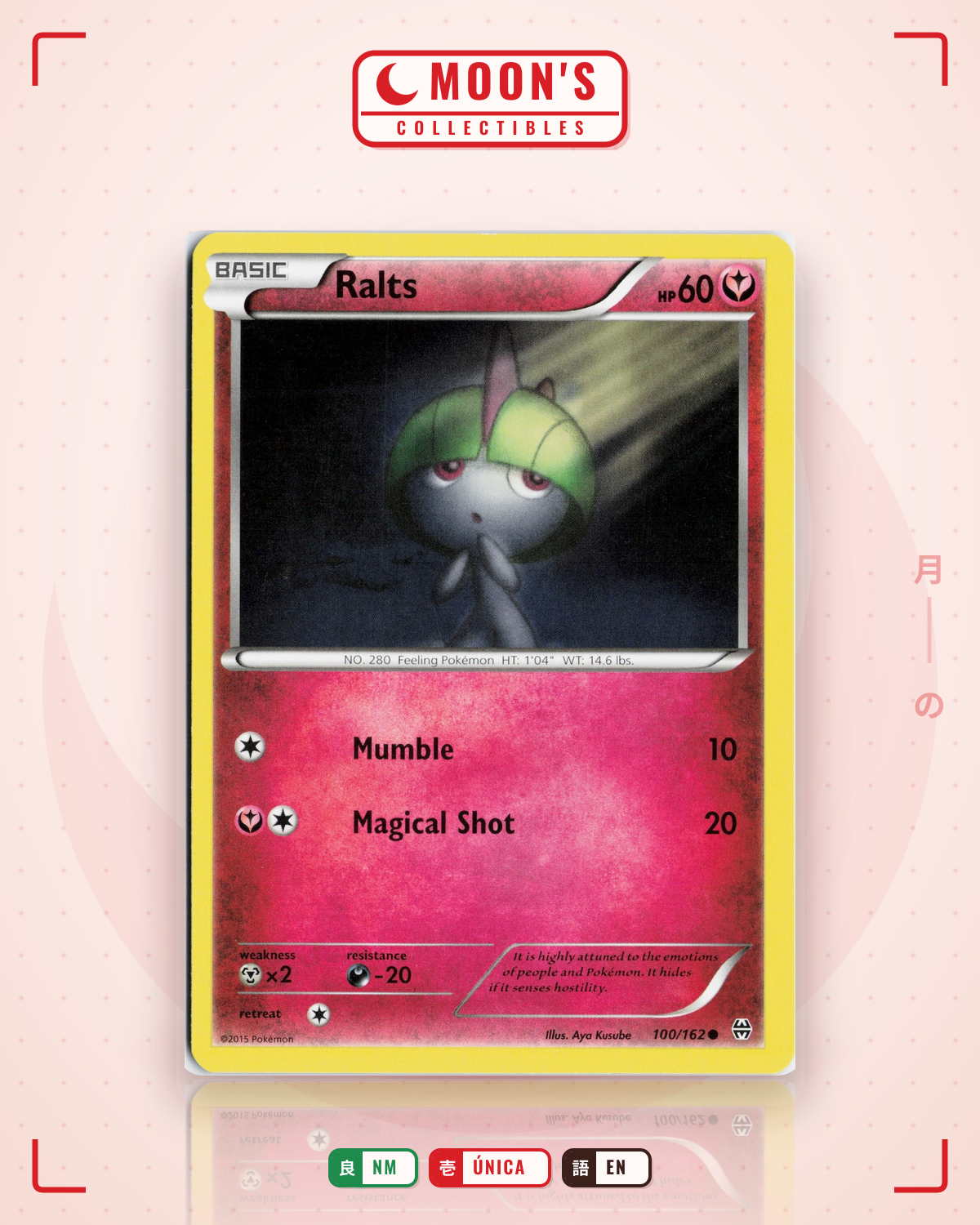 Carta Pokémon Ralts · BREAKthrough #100/162 (NM) — pieza única en Moon's Collectibles México