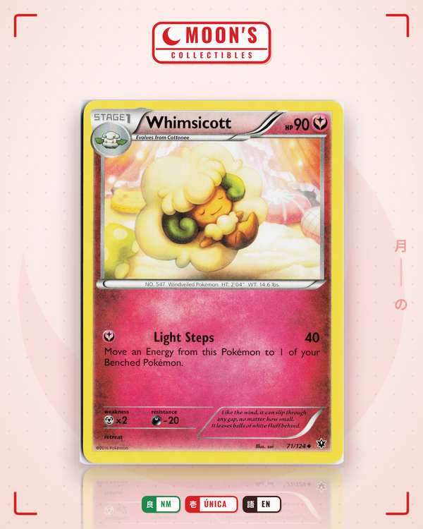 Carta Pokémon Whimsicott · Fates Collide #71/124 (NM) — pieza única en Moon's Collectibles México