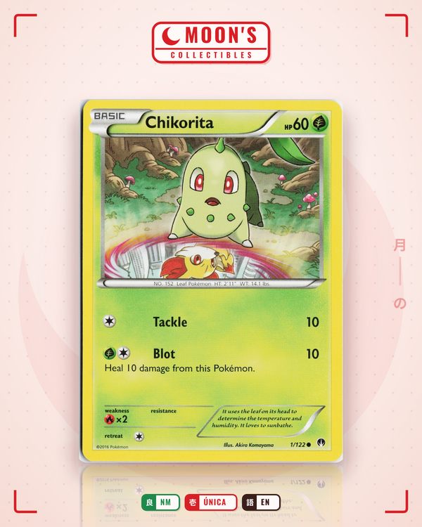 Carta Pokémon Chikorita · BREAKpoint #1/122 (NM) — pieza única en Moon's Collectibles México