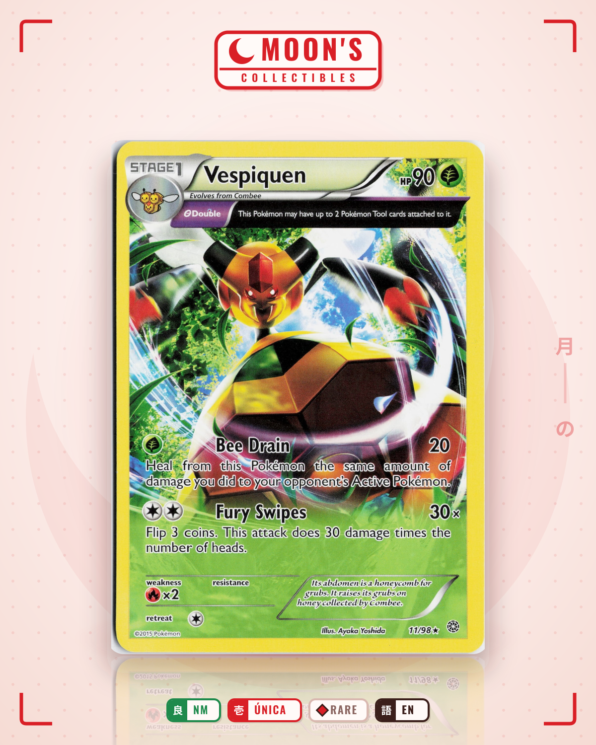Carta Pokémon Vespiquen · Ancient Origins #11/98 (NM) — pieza única en Moon's Collectibles México