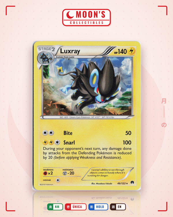 Carta Pokémon Luxray · BREAKpoint #46/122 (NM) — pieza única en Moon's Collectibles México