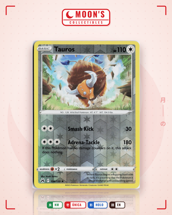 Carta Pokémon Tauros · Crown Zenith #106/159 (NM) — pieza única en Moon's Collectibles México