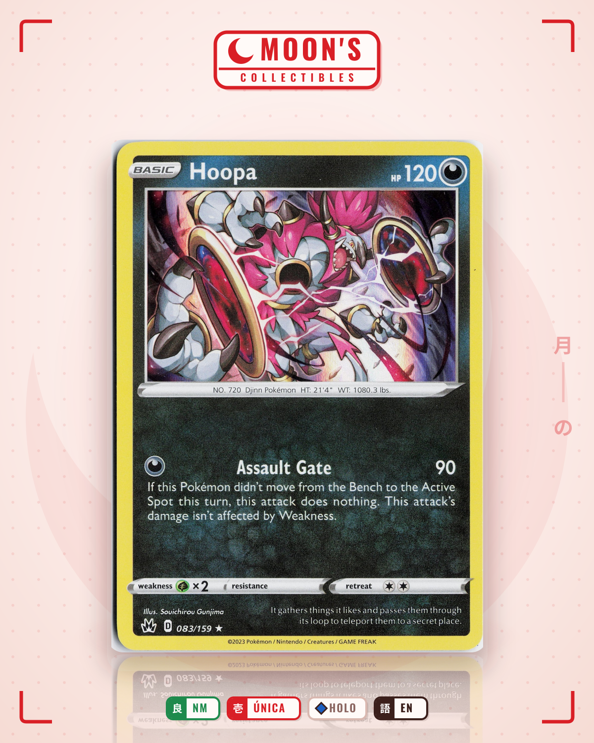 Carta Pokémon Hoopa · Crown Zenith #083/159 (NM) — pieza única en Moon's Collectibles México