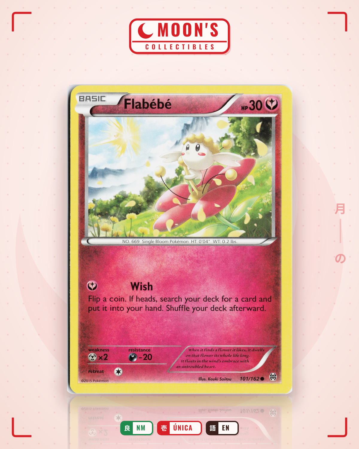 Carta Pokémon Flabébé · BREAKthrough #101/162 (NM) — pieza única en Moon's Collectibles México