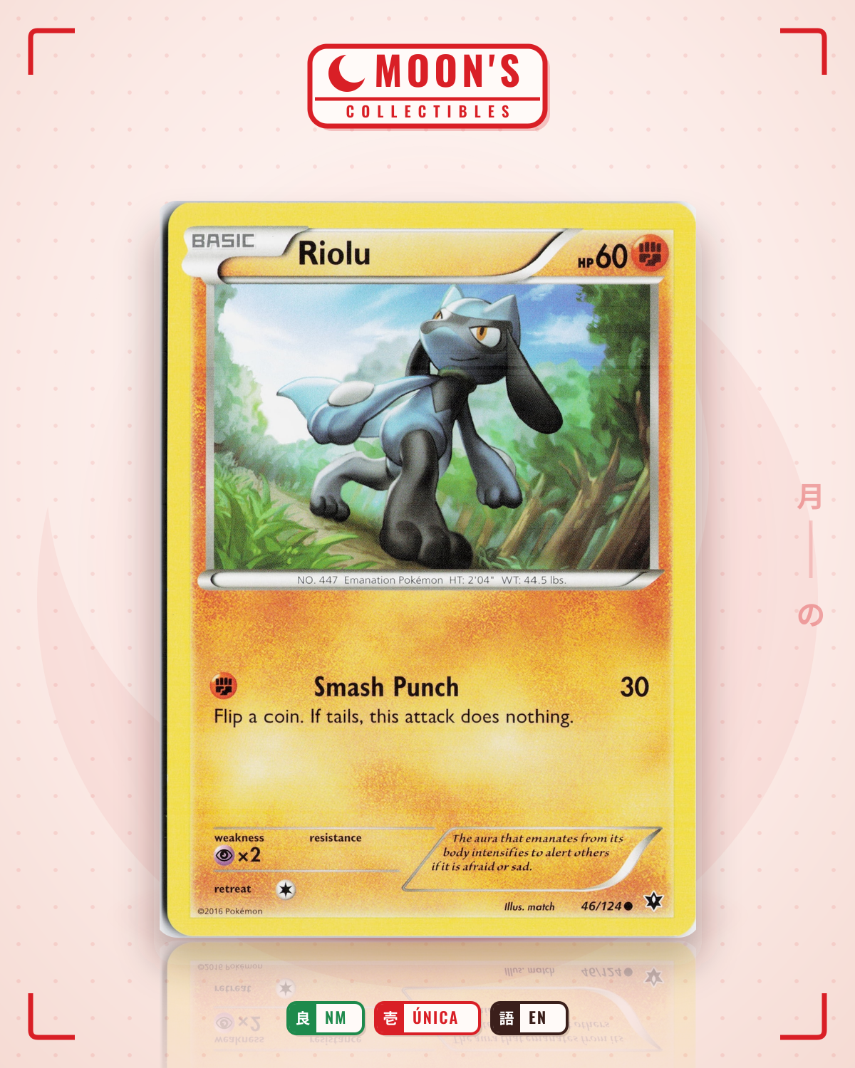 Carta Pokémon Riolu · Fates Collide #46/124 (NM) — pieza única en Moon's Collectibles México