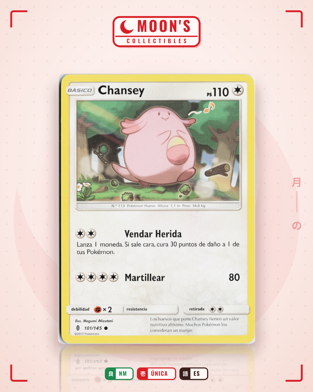 Carta Pokémon Chansey · Guardians Rising #101/145 (NM) — pieza única en Moon's Collectibles México