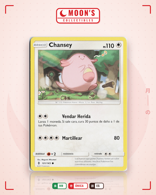 Carta Pokémon Chansey · Guardians Rising #101/145 (NM) — pieza única en Moon's Collectibles México