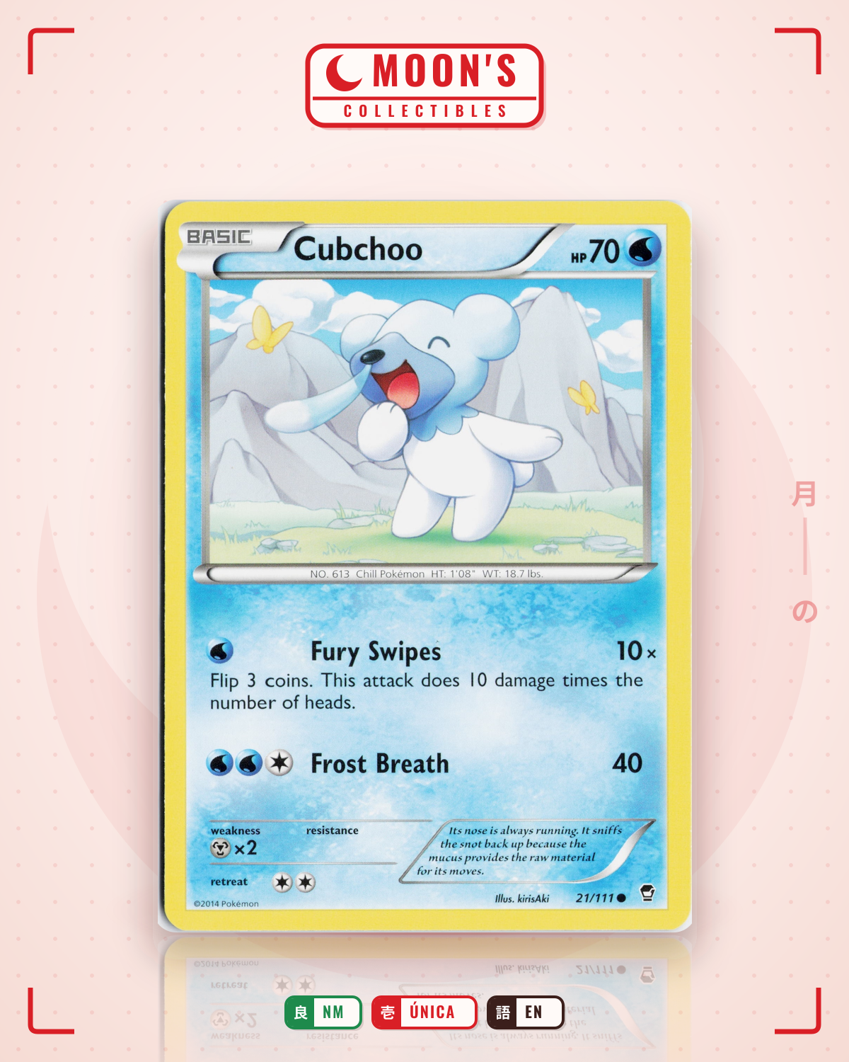 Carta Pokémon Cubchoo · Furious Fists #21/111 (NM) — pieza única en Moon's Collectibles México