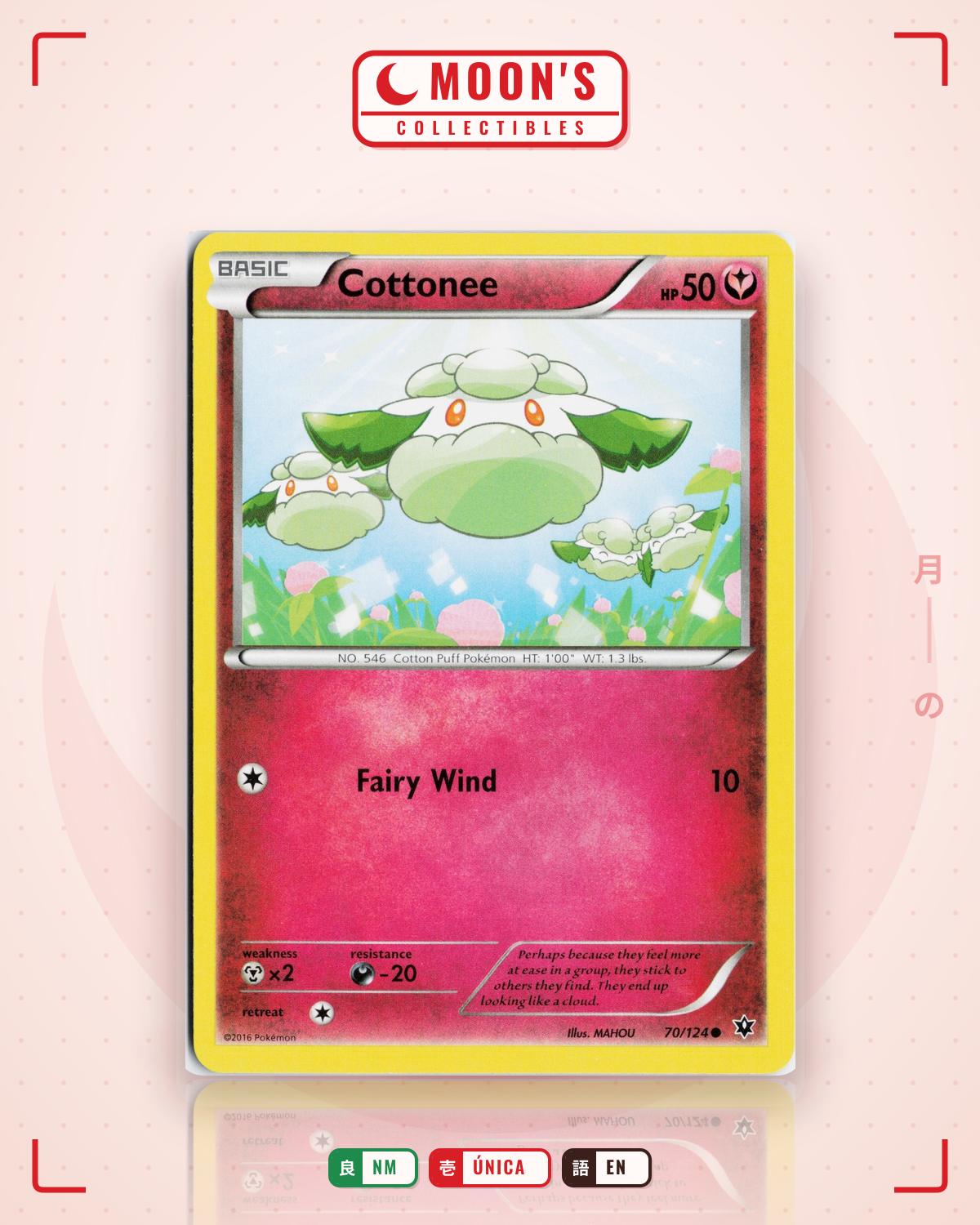 Carta Pokémon Cottonee · Fates Collide #70/124 (NM) — pieza única en Moon's Collectibles México